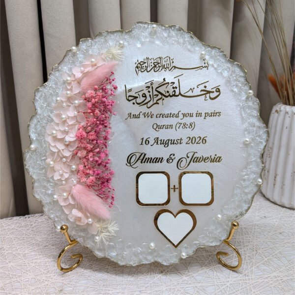 Personalized 10 inch plaque with thumb boxes and metal stand